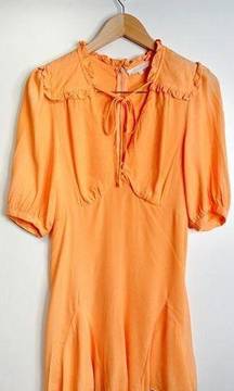 Olivaceous Romper Womens Orange V Neck Tie Front Size Medium