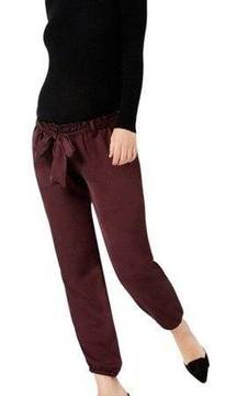 NWT A Pea In The Pod Underbelly Satin Jogger Pants Burgundy Women’s Size Large