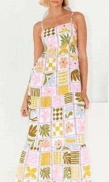 Colorful Patchwork Tie Back Maxi Dress