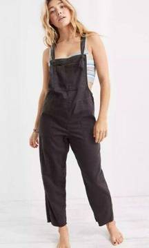 Aerie Werk Play Twill Denim Wide Leg Overalls Black Womens Size Large