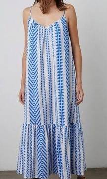 Velvet by Graham & Spencer Dinae Jacquard Maxi Dres in White & Colbot Blue