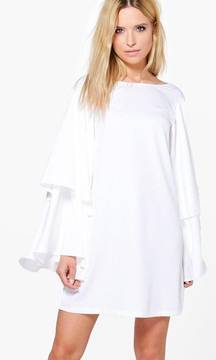 White Ruffle Sleeve Dress