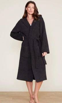 Barefoot Dreams Cozy Chic Hooded Carbon Gray Bathrobe Sz 1 NWT