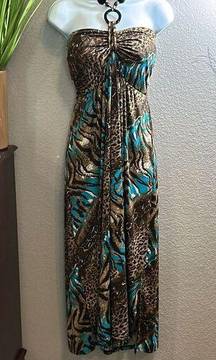 #201 studio West apparel animal printed maxi dress size XL ￼