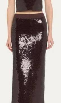 NWOT A.L.C. Joan Pull On Sequin Embellished Midi Skirt Dark Brown Women's Small