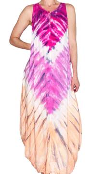 Young, Fabulous, & Broke Pink & Orange Tie Dye Tunic Tank Dress