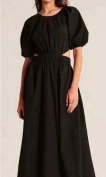 Abercrombie Puff Sleeve Cutout Open Back Maxi Dress