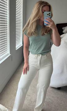 white Straight Leg Jeans