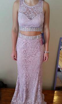 Pink Two Piece Prom Dress 