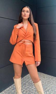 Tangerine Tied Crop Blazer