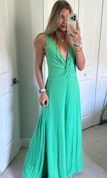 Green Plunge Jumpsuit