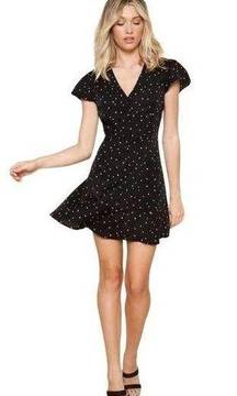 Sugarlips Rockaway Heart Mini Dress in Black Button Front V-neck Size Small Sz S