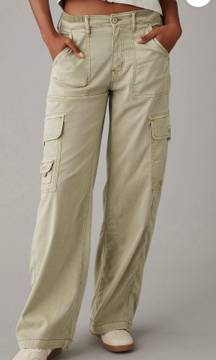 AE Dreamy Drape Stretch Cargo Super High-Rise Baggy Wide-Leg Pant (faded olive)