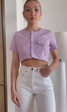 Song Of Style Button Up Crop Top