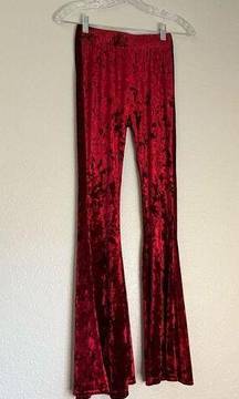 Daisy Del Sol Pants XS Womens Crushed Velvet Hippie Boho Flare Bell Bottoms Wide