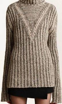 KHAITE The Hadlee Cashmere Ribbed Knit Sweater in Taupe Biscuit Sz S