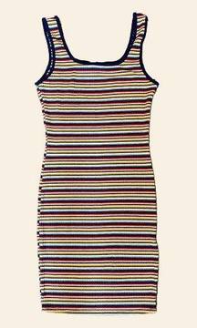 Rainbow Striped Bodycon Dress Womens Size Small