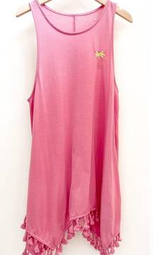 Pink Swim Coverup Tassels & Embroidery 