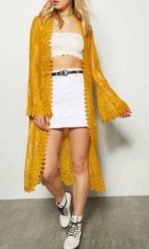 Mustard/burnt Orange  Lace Crochet  duster Kimono