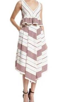 Elizabeth and James Watson Striped A-Line Skirt with Pleated Asymmetric Hem