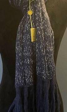 Catherine Malandrino Winter Scarf Blue Fringe~8" x 70" long NEW