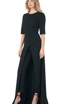 Kay Unger Davina Black Short Sleeve Maxi Skirted Jumpsuit Size 8