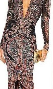 Rococo Sand NWT Nott Midi Printed v neck black dress size small