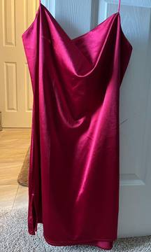 Maroon Satin Dress