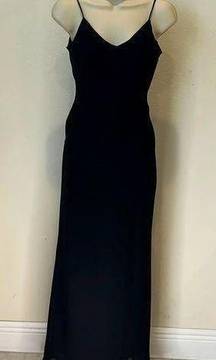 NIKI Vintage Black Chiffon Evening Gown with low back gathered back bustle US 4