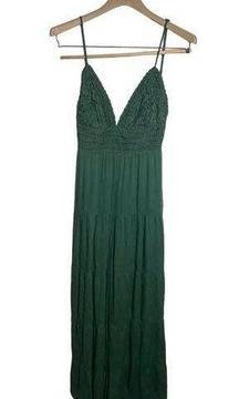 Illa Illa Forest Green Lace Top Wide Leg Boho Jumpsuit M