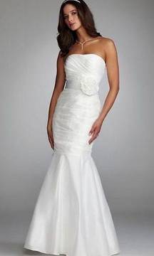 Oleg Cassini taffeta mermaid gown in white NWT size 8