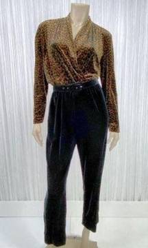 RONNI NICOLE Animal Print Black Velvet Jumpsuit 6