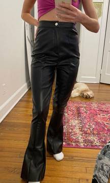 Faux Leather Flare Leg Pants