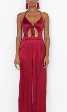 dark Red Sleeveless Jumpsuit 