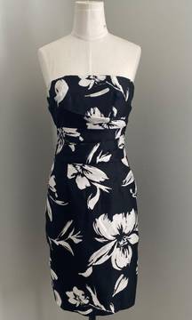 White House Black Market Black Floral Corset Dress