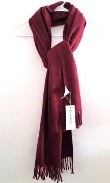 Liz Claiborne Burgundy Heather Fringed Scarf Shawl NEW