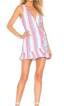 Revolve Privacy Please ryan metallic striped wrap ruffle mini dress size small