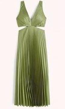 Satin Pleated Cut Out Maxi Dress