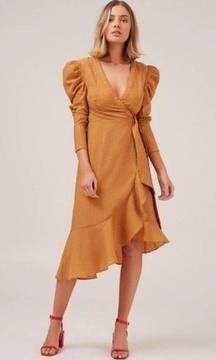 C/meo Collective ADVANCE LONG SLEEVE WRAP DRESS IN MUSTARD