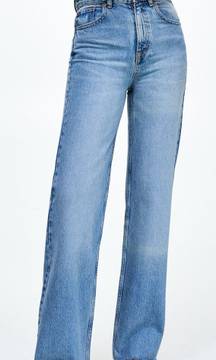 straight-leg high-waist jeans