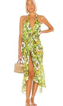 Dodo Bar Or Jeniffer Maxi Dress flower green floral retro halter Sz S