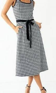 NWT Draper James Sleeveless Knot-Waist Midi Dress Black & White Gingham Size XXL