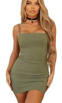 Tic Toc Olive Straight Neck Bodycon Mini / M NWOT