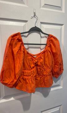 Orange Puffy Blouse