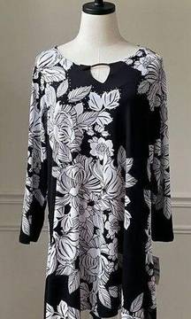 NWT JM Collection Black White Floral Mirrored Dots 0X