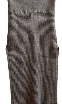 Gray Felix Rib Stretchy Maxi High Side Slits Knit Skirt Size Medium