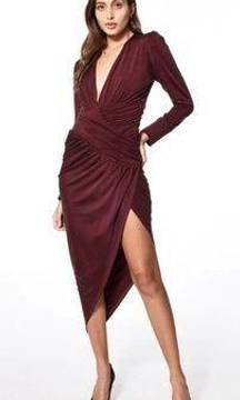 Young Fabulous & Broke GENESIS Long Sleeve Side Slit Maxi DRESS in Jam Purple S