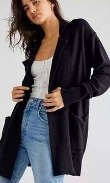 Free People Desert Oversized Buttoned Cardigan Sweater Blazer Black Small