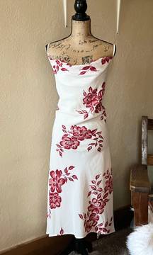 Vintage  Red and White Floral Slip Dress