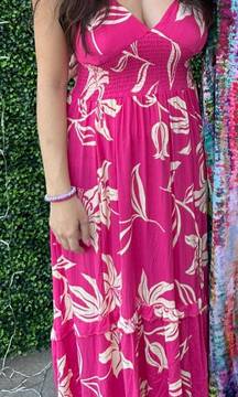 Hot Pink And White Maxi Dress